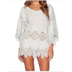 Eberjey Romantic Castaway Embroidered Kaftan Tunic Top Swim Cover Up Size S/M